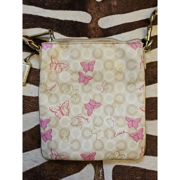 Vintage Y2k Coach Pink Butterfly Momogram Print Crossbody Purse - Picture 2 of 8